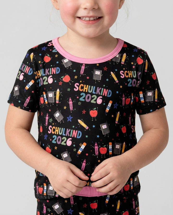 First Day Fun 2026 Bamboo Two Piece Short Sleeve Pajama Set