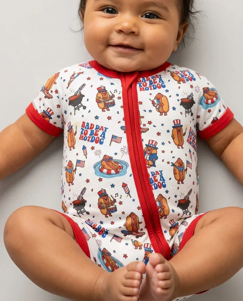 Hot Dog Patriotic Bamboo Shorty Zippy