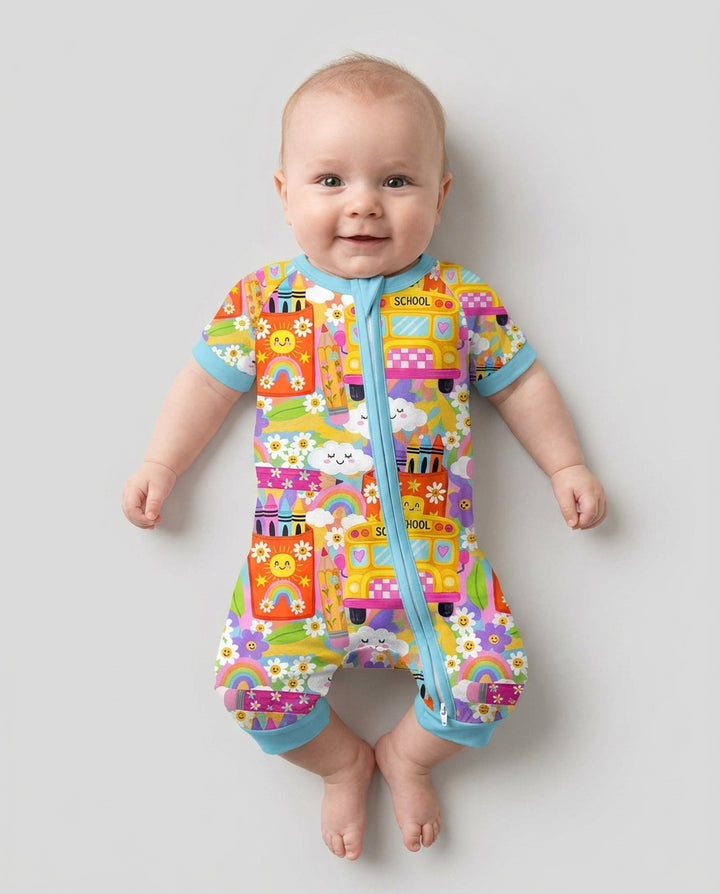 Retro Happy Classroom Bamboo Shorty Zippy