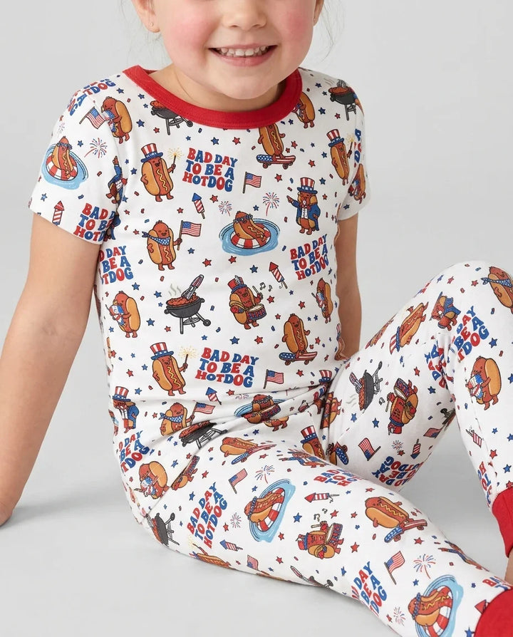 Hot Dog Patriotic Bamboo Two Piece Short Sleeve Pajama Set