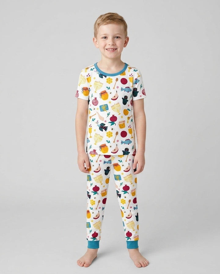 Shanah Tovah Party Bamboo Two Piece Short Sleeve Pajama Set
