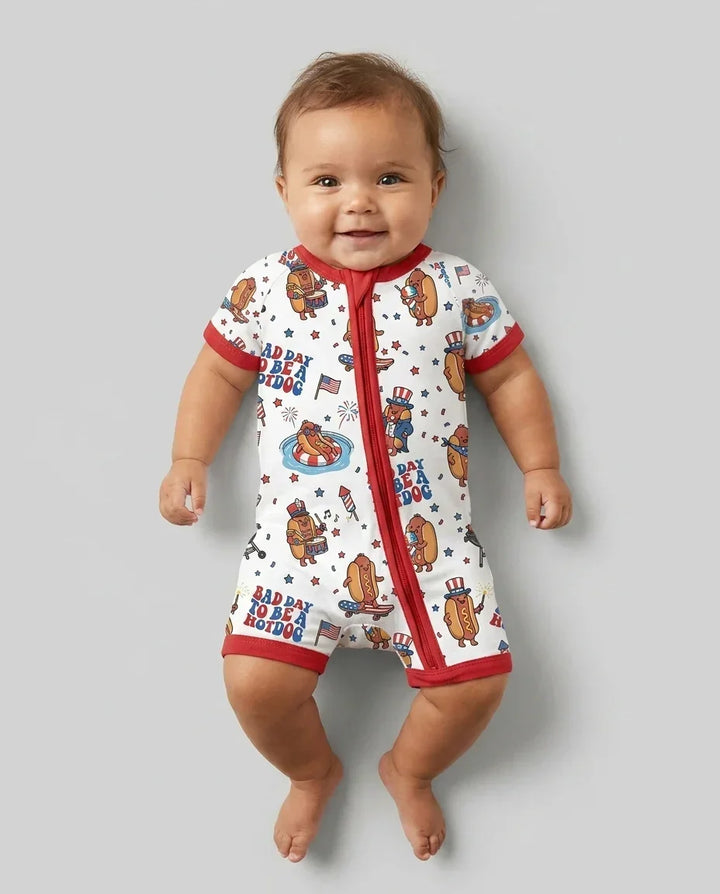 Hot Dog Patriotic Bamboo Shorty Zippy