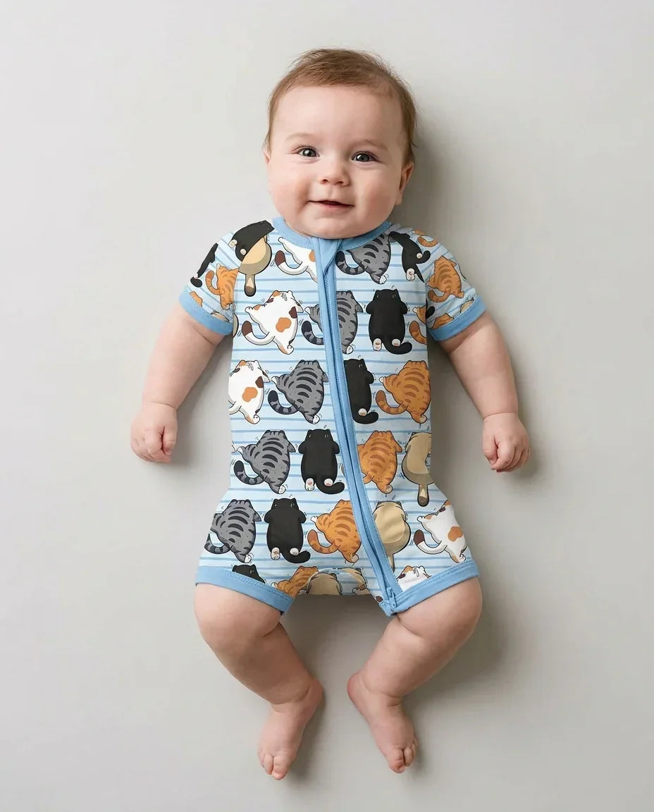 Funny Cat Butts Club Family Matching Bamboo Shorty Zippy