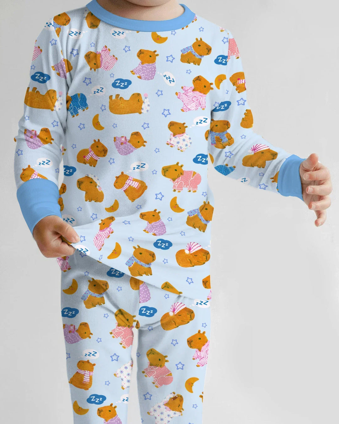 Capyjama Family Matching Bamboo Two Piece Long Sleeve Pajama Set
