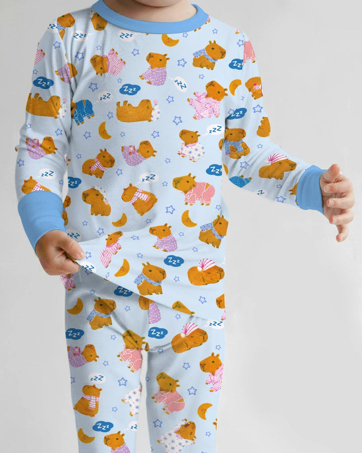 Capyjama Family Matching Bamboo Two Piece Long Sleeve Pajama Set