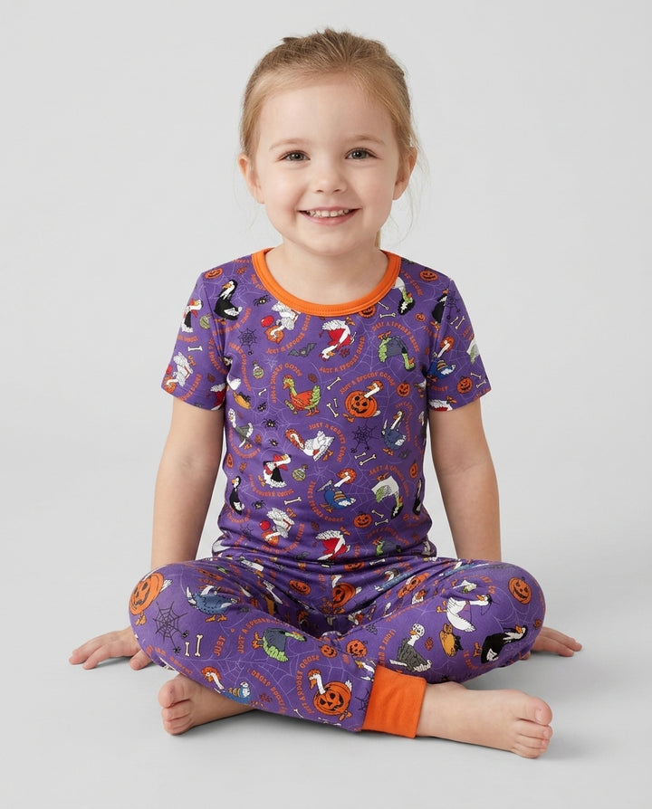 Just A Spooky Goose Family Matching Bamboo Two Piece Short Sleeve Pajama Set