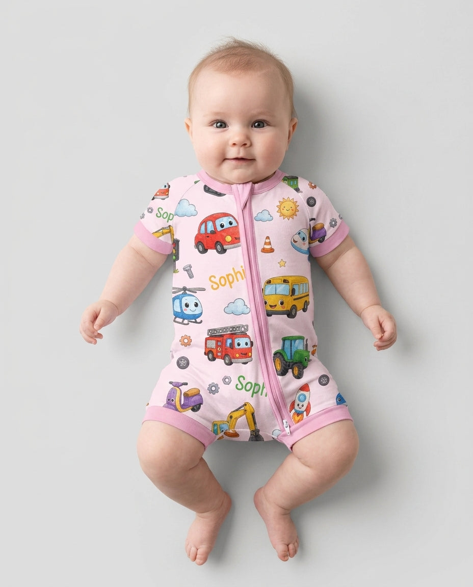 Plantilla PERSONALIZADA de Bambú Pijama Corto con Cremallera