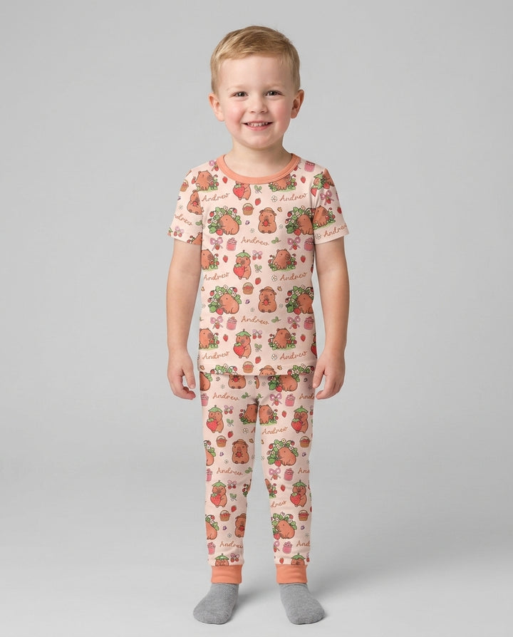Zweiteiliges, kurzärmliges Pyjama-Set mit Marienkäfern