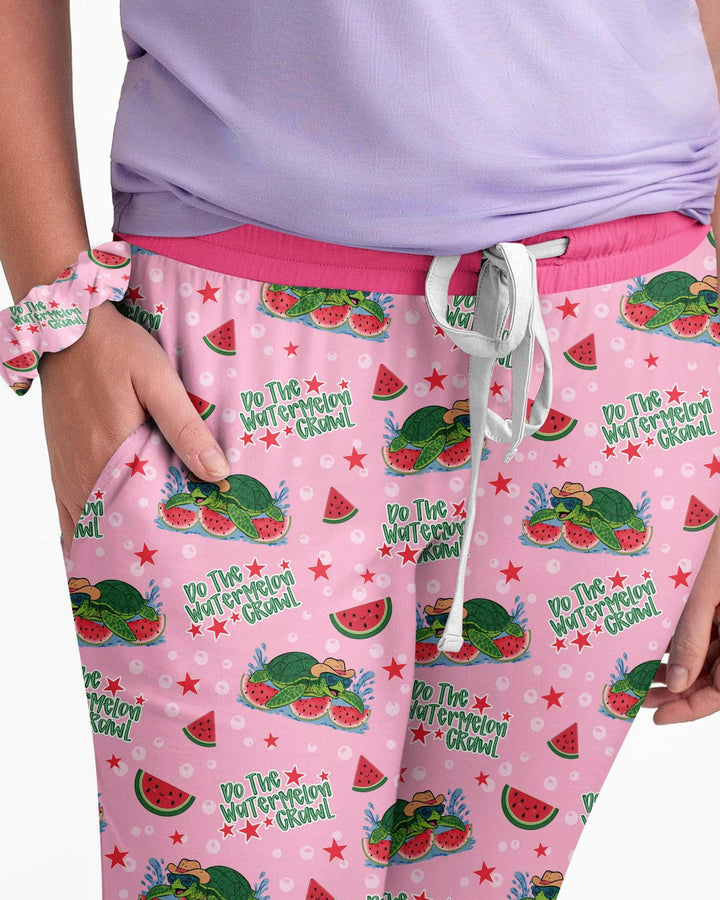 Conjunto de pijama de bambú de sandía de tortuga para mujer a juego con la familia