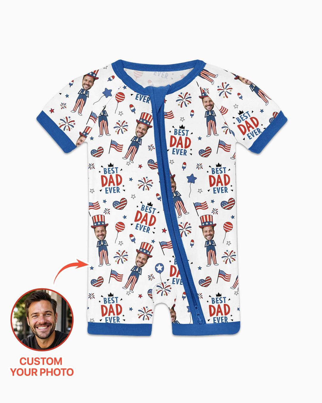 Plantilla PERSONALIZADA de Bambú Pijama Corto con Cremallera