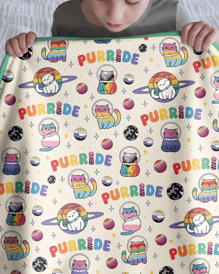 Rainbow Space Cats Family Matching Bamboo Blanket