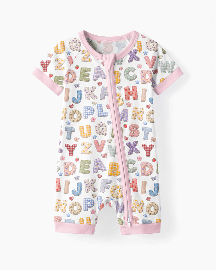 Fabric Alphabet Letters Bamboo Shorty Zippy
