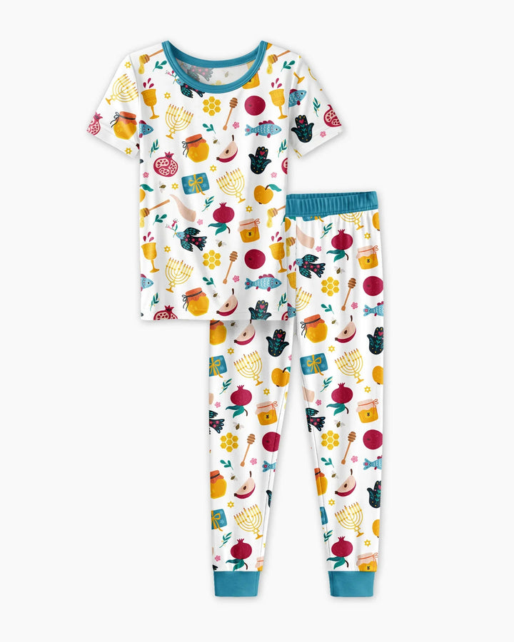 Shanah Tovah Party Bamboo Two Piece Short Sleeve Pajama Set