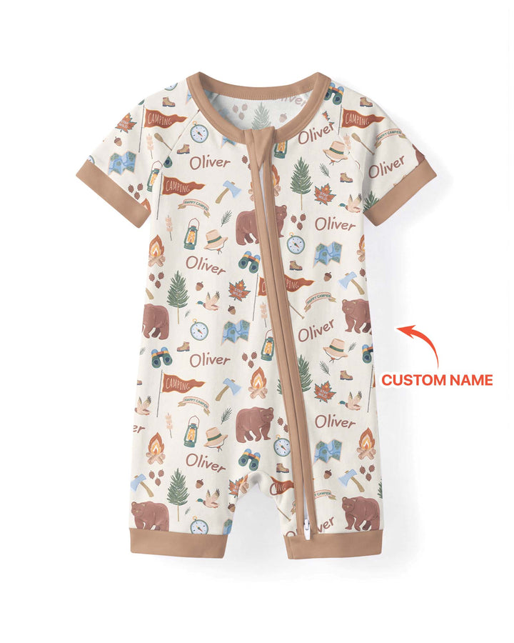Plantilla PERSONALIZADA de Bambú Pijama Corto con Cremallera