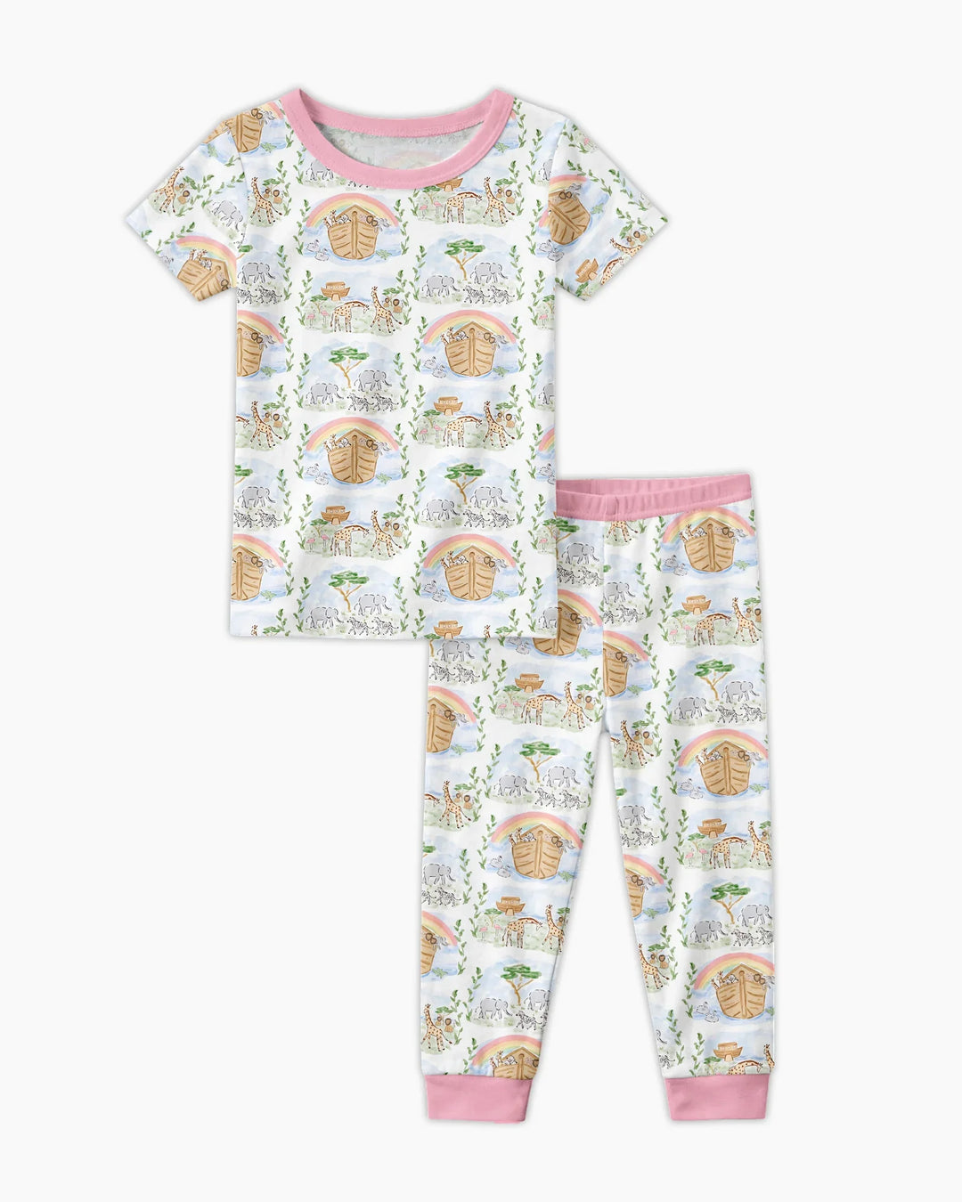 Noah And The Ark Bamboo Two Piece Short Sleeve Pajama Set