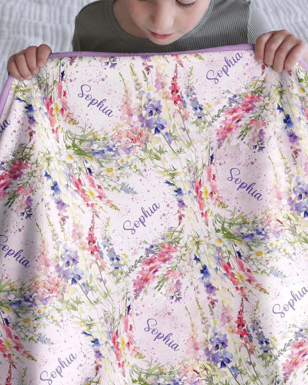Custom Name Birth Month Flowers Bamboo Blanket