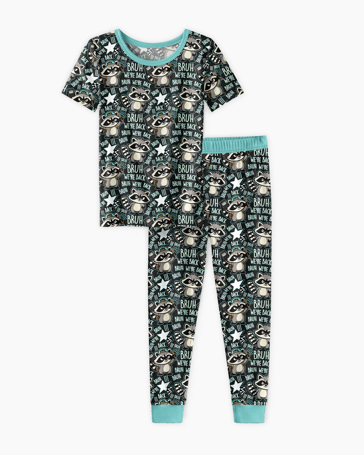 Conjunto de pijama de dos piezas de bambú con mangas cortas Hamsa Heart Guardians para la familia