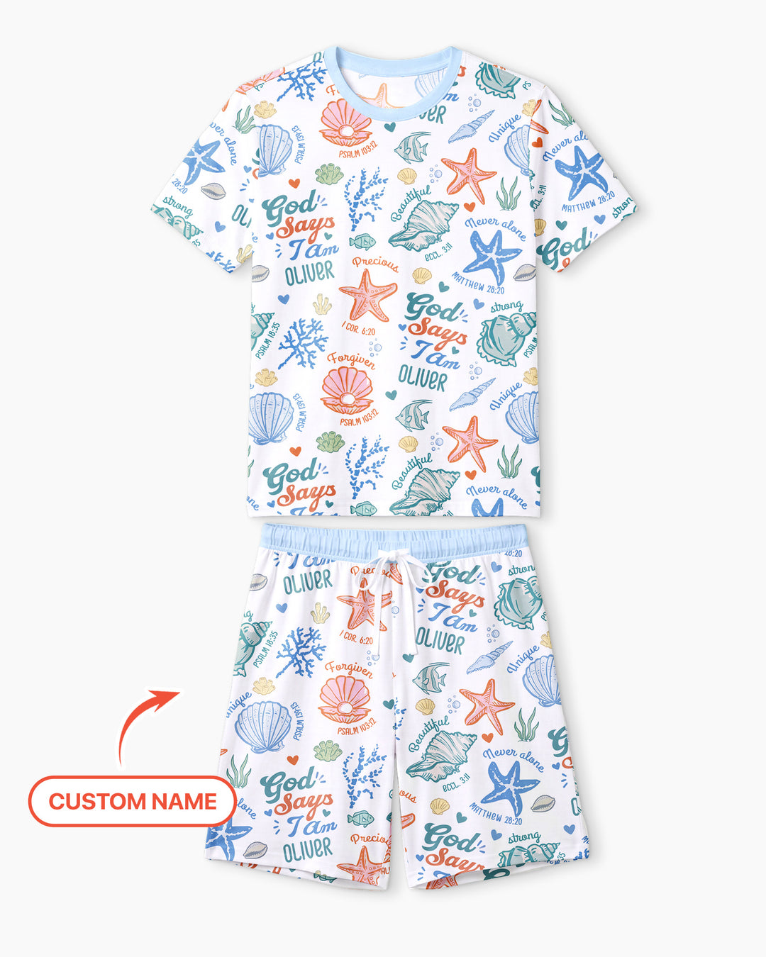 Coastal God Says I Am Custom Name Bamboo Men Short Sleeve Short Pajama Set
