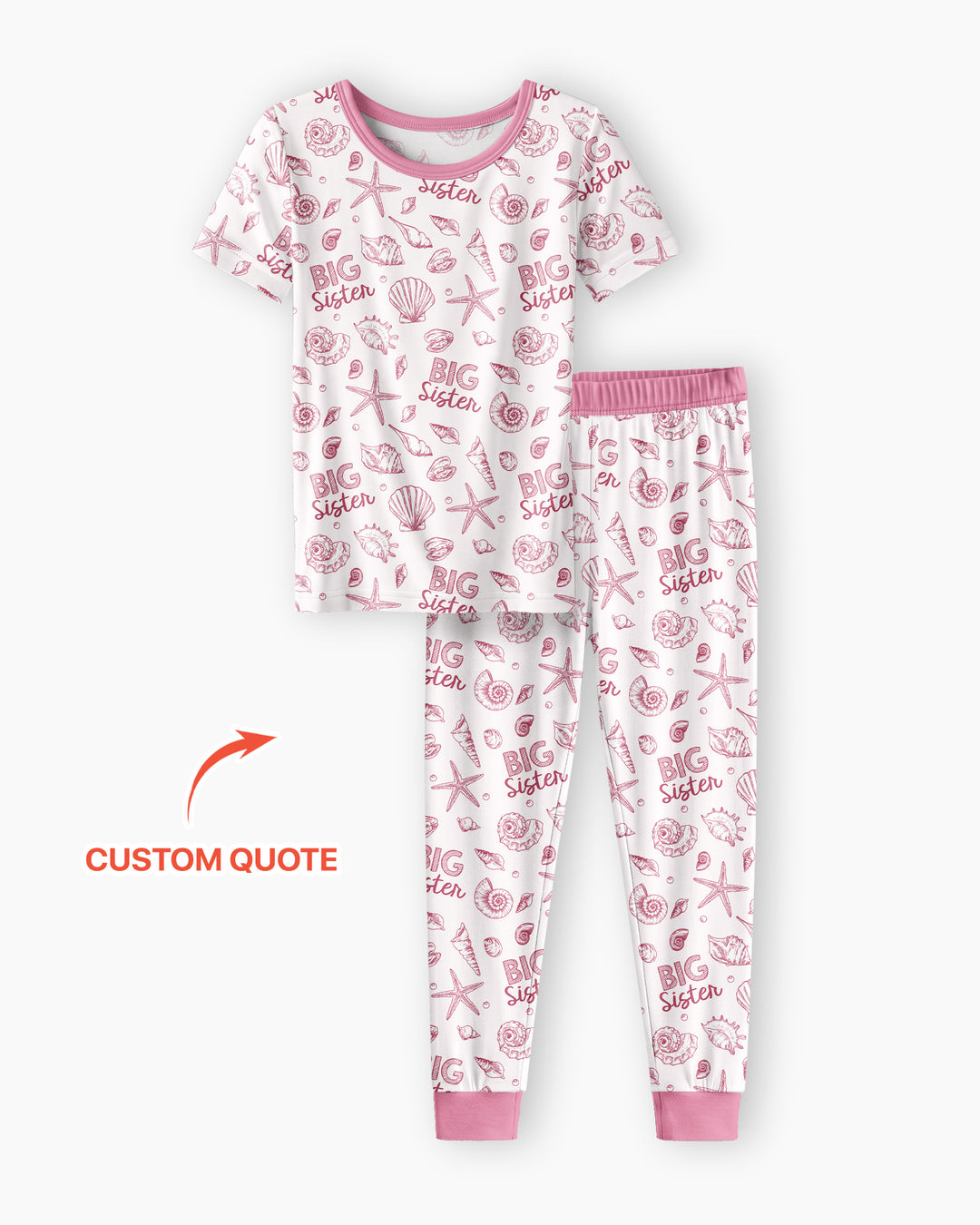 Coquette Seashell Matching Sibling Bamboo Two Piece Short Sleeve Pajama Set