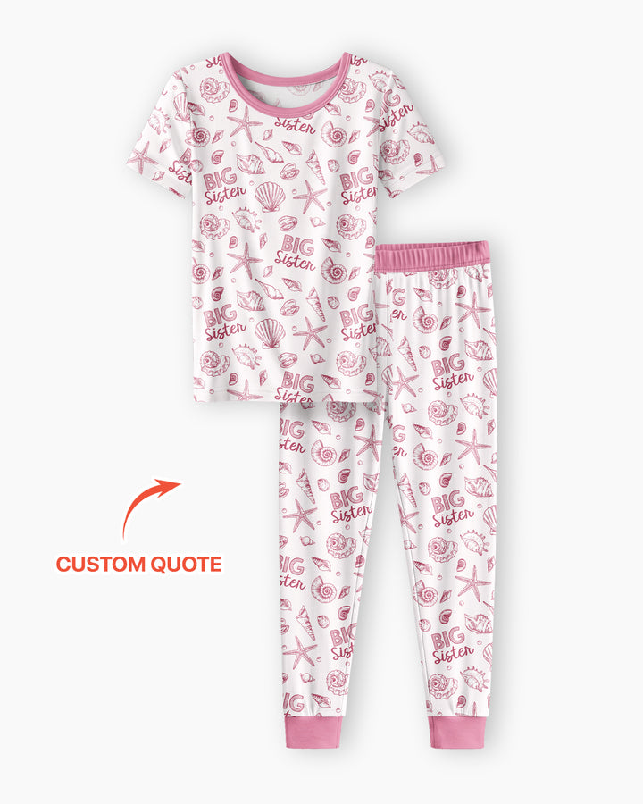 Coquette Seashell Matching Sibling Bamboo Two Piece Short Sleeve Pajama Set