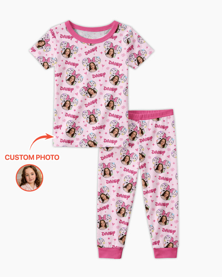 Custom Photo Little Princess Bamboo Two Piece Short Sleeve Pajama Set
