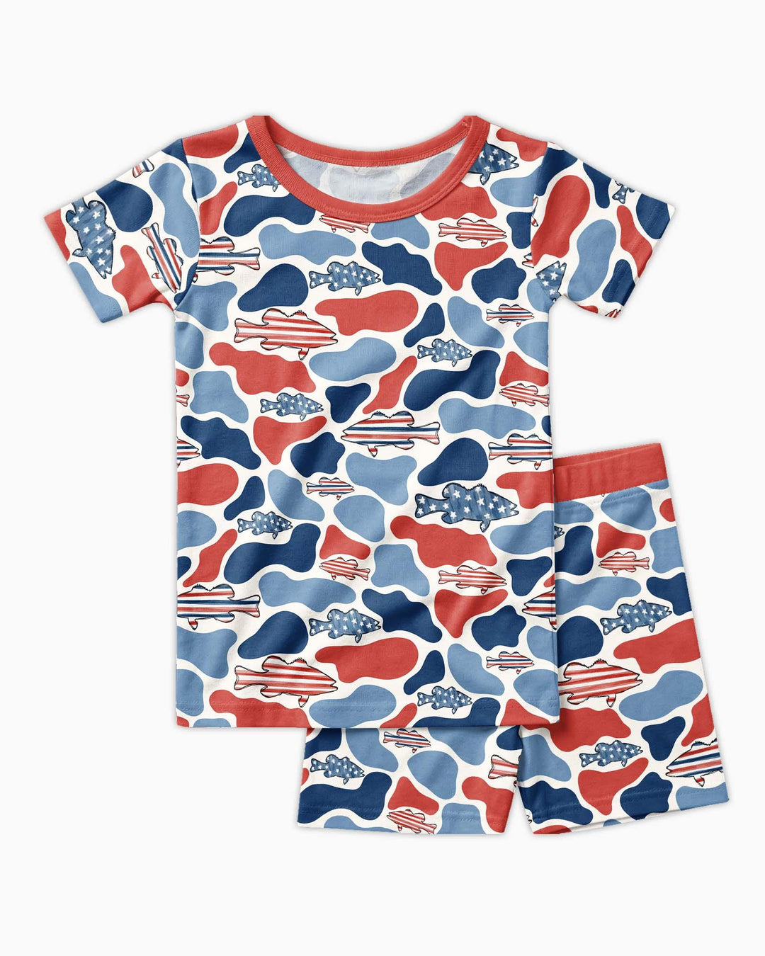 Reel America Daddy & Me Matching Bamboo Two Piece Short Sleeve Shorts Pajama Set