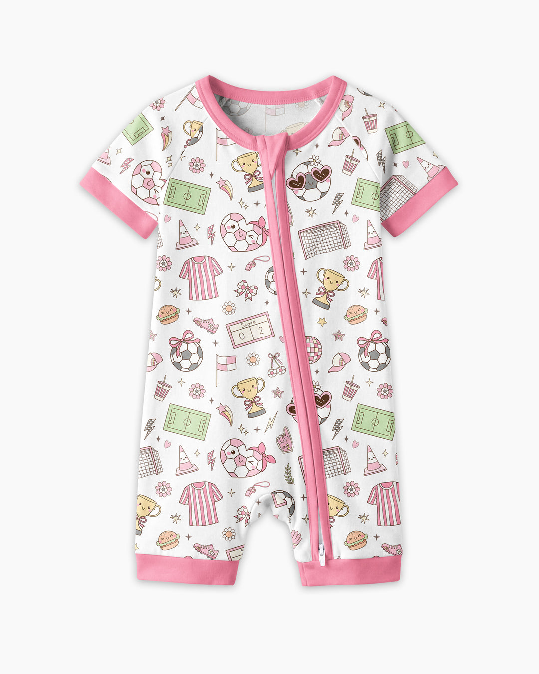 Pink Girly Soccer Coquette Bamboo Shorty Zippy