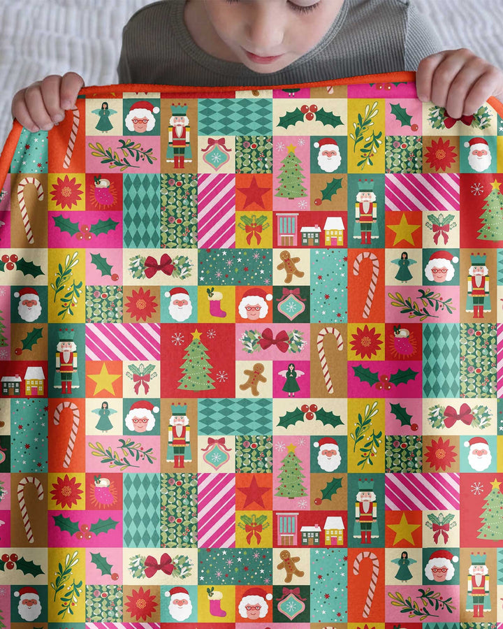 Maximalist Christmas Collage Bamboo Blanket