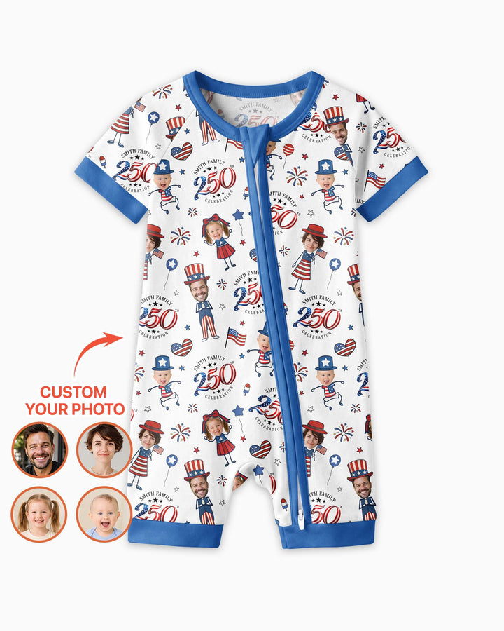 Custom Photo Smith Family Celebration Bamboo Shorty Zippy