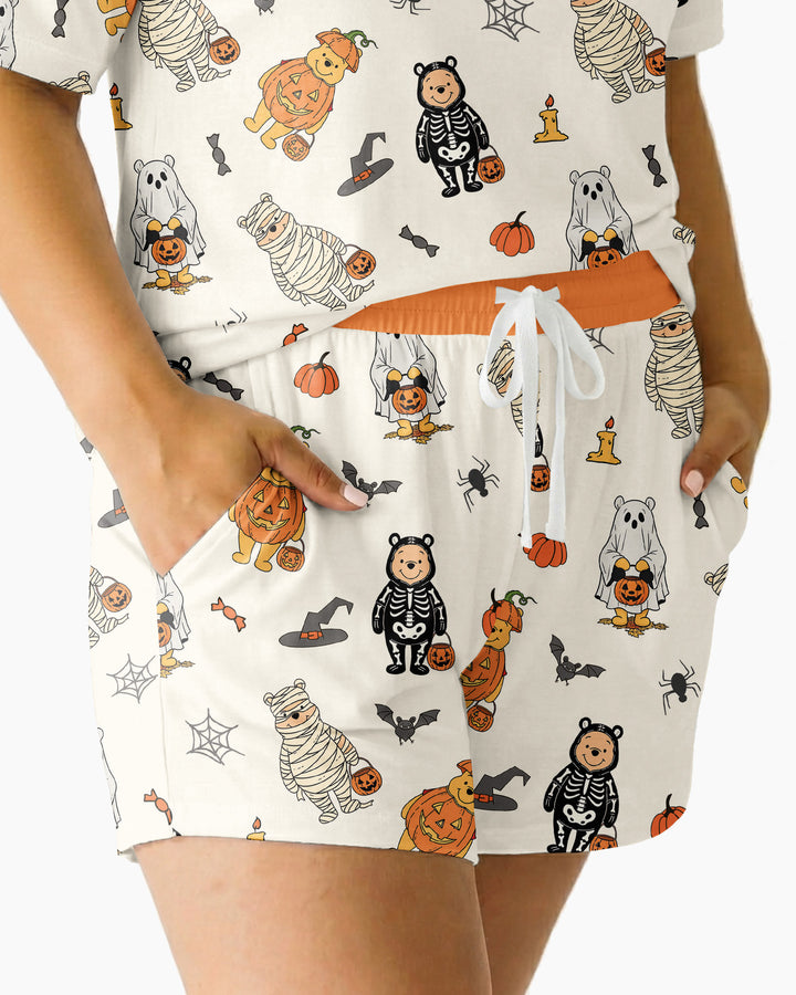 Retro Trick Or Treat Bamboo Women Short Sleeve Short Pajama Set