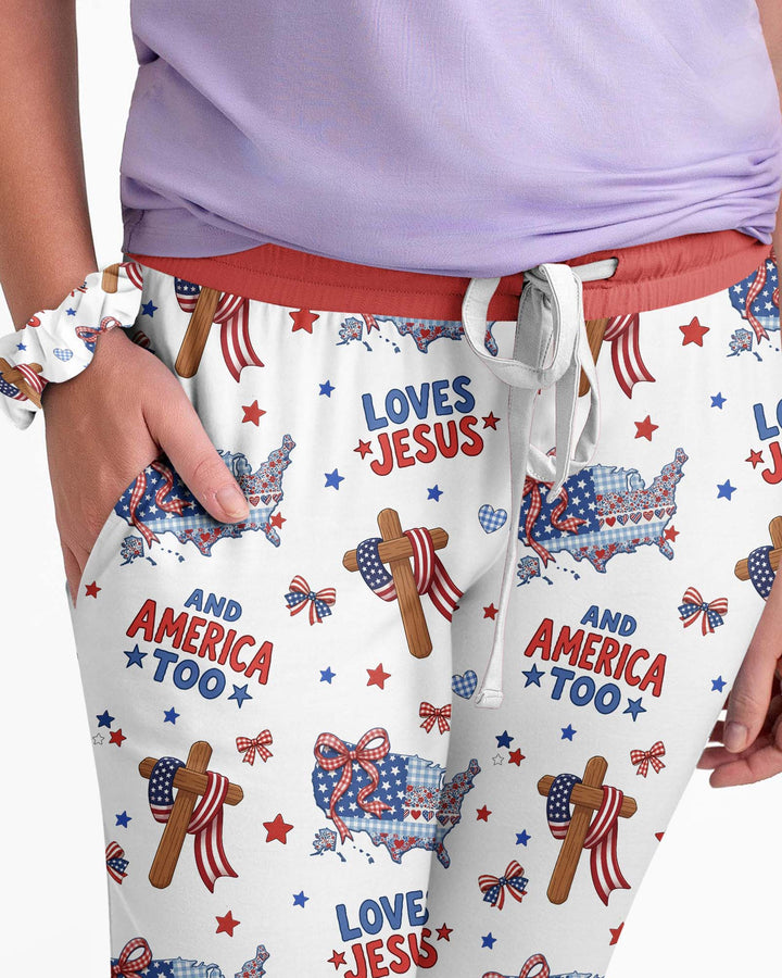 Loves Jesus And America Too Bamboo Women Pajama Set