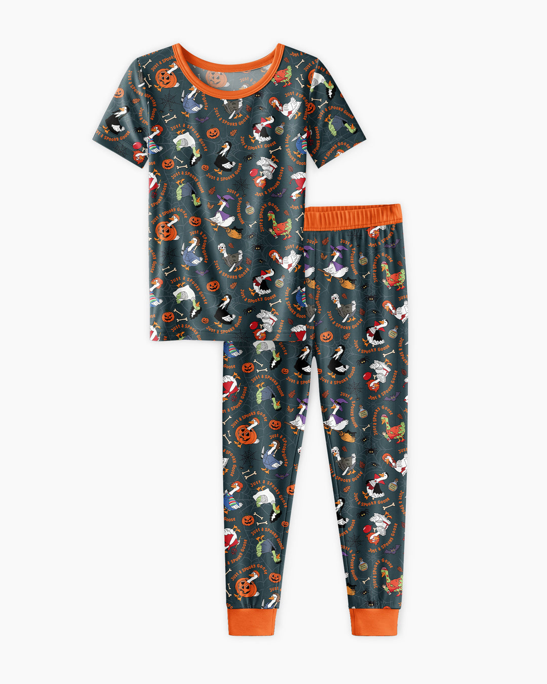 Just A Spooky Goose Family Matching Bamboo Two Piece Short Sleeve Pajama Set