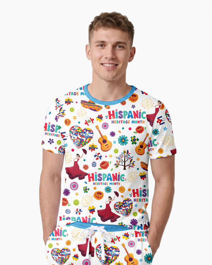 Fiesta Hispanic Heritage Month Bamboo Men Short Sleeve Short Pajama Set