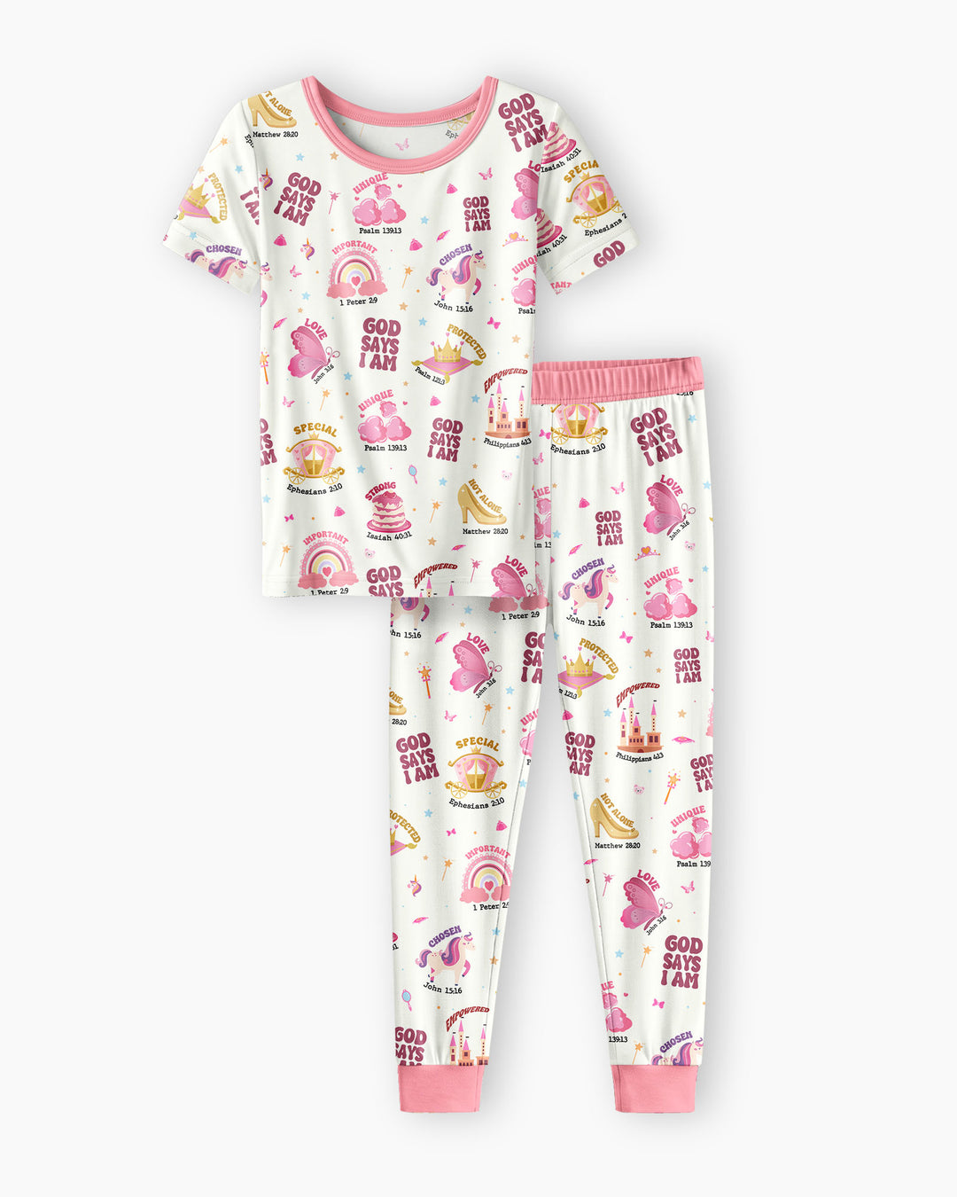 God Says I Am Girl Bamboo Two Piece Short Sleeve Pajama Set