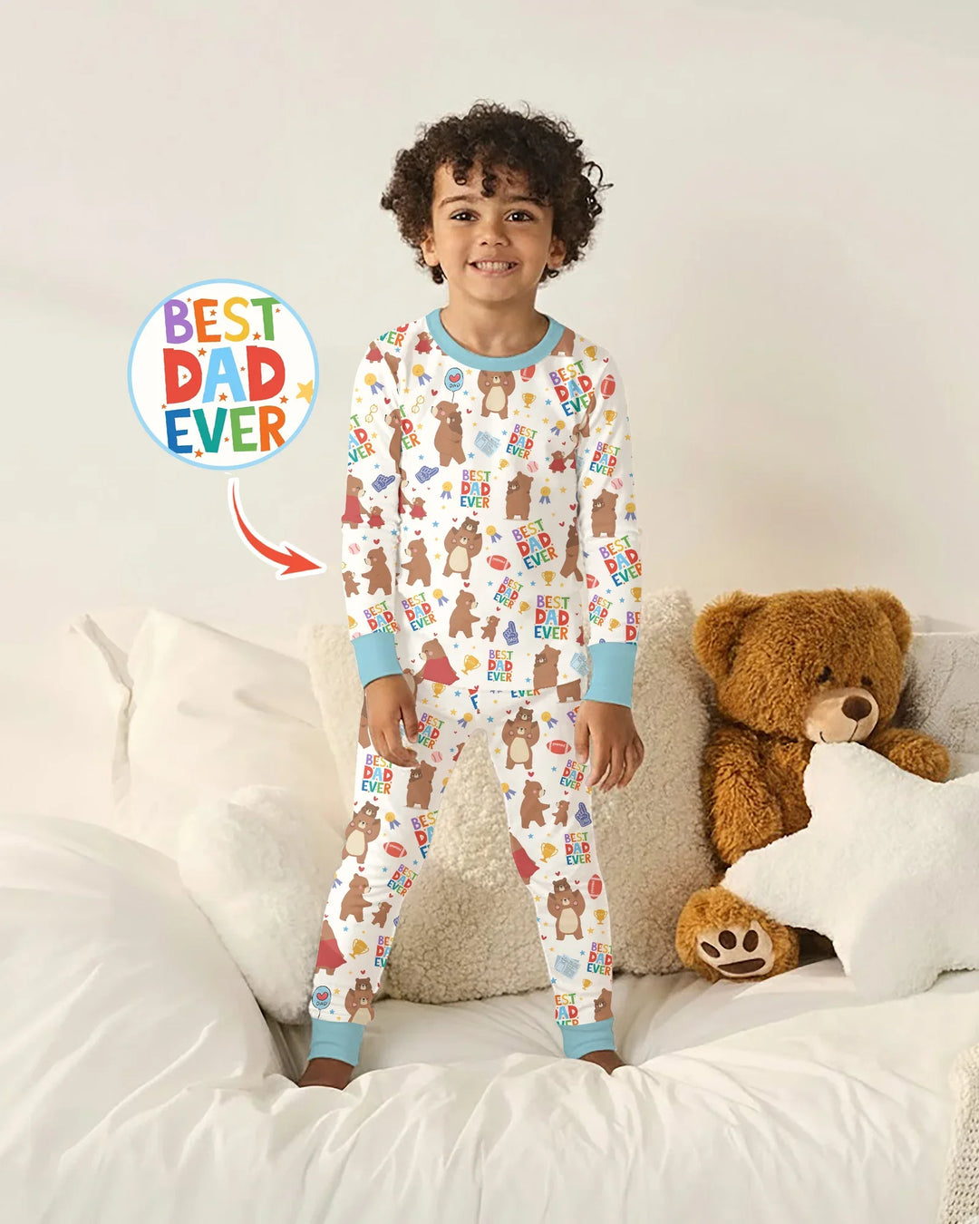 Best Daddy Bear Ever Family Matching Bamboo Two Piece Long Sleeve Pajama Set