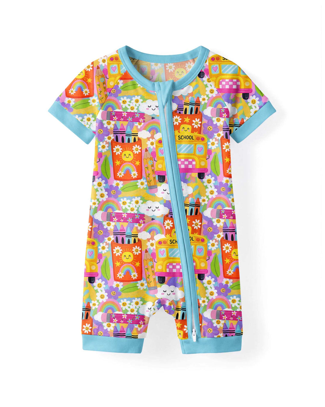 Retro Happy Classroom Bamboo Shorty Zippy