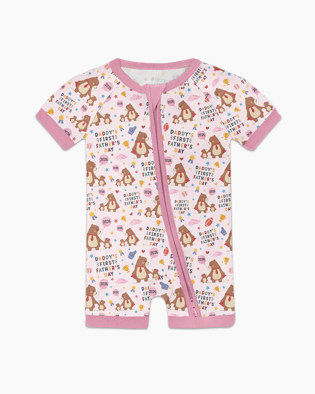 First Father's Day Daddy Bear Family Matching Bamboo Shorty Zippy