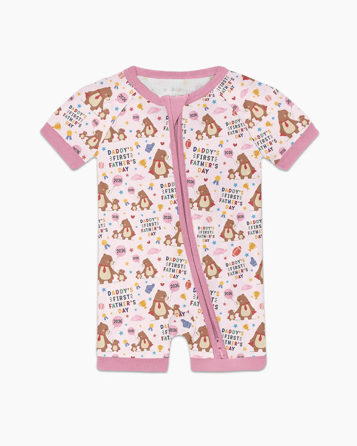 First Father's Day Daddy Bear Family Matching Bamboo Shorty Zippy