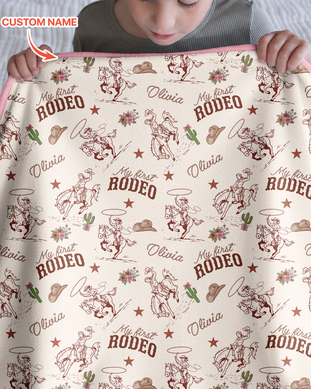 Custom Name First Rodeo Family Matching Bamboo Blanket