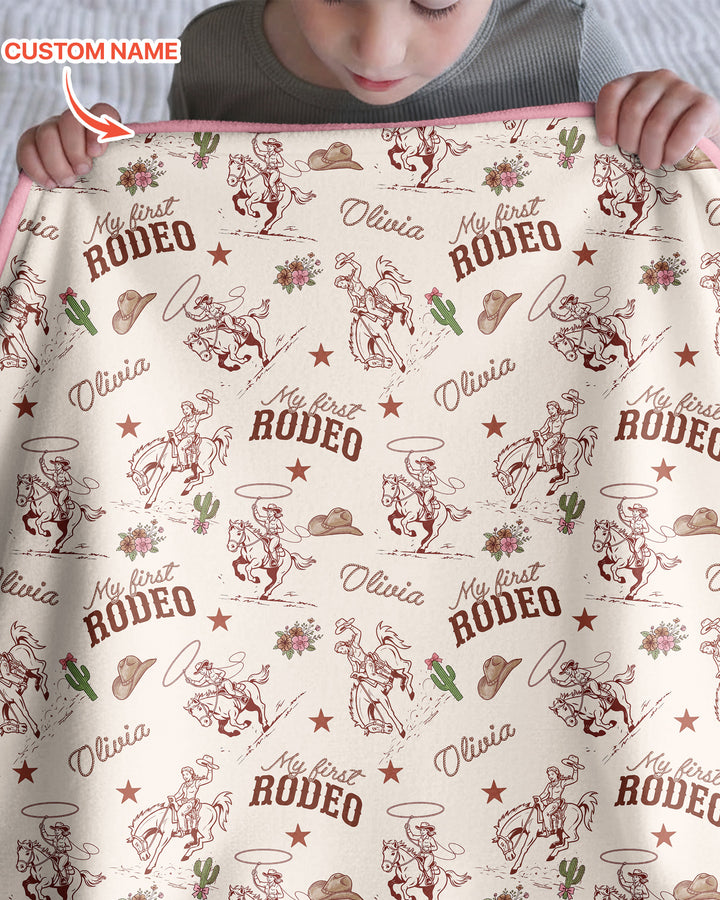 Custom Name First Rodeo Family Matching Bamboo Blanket