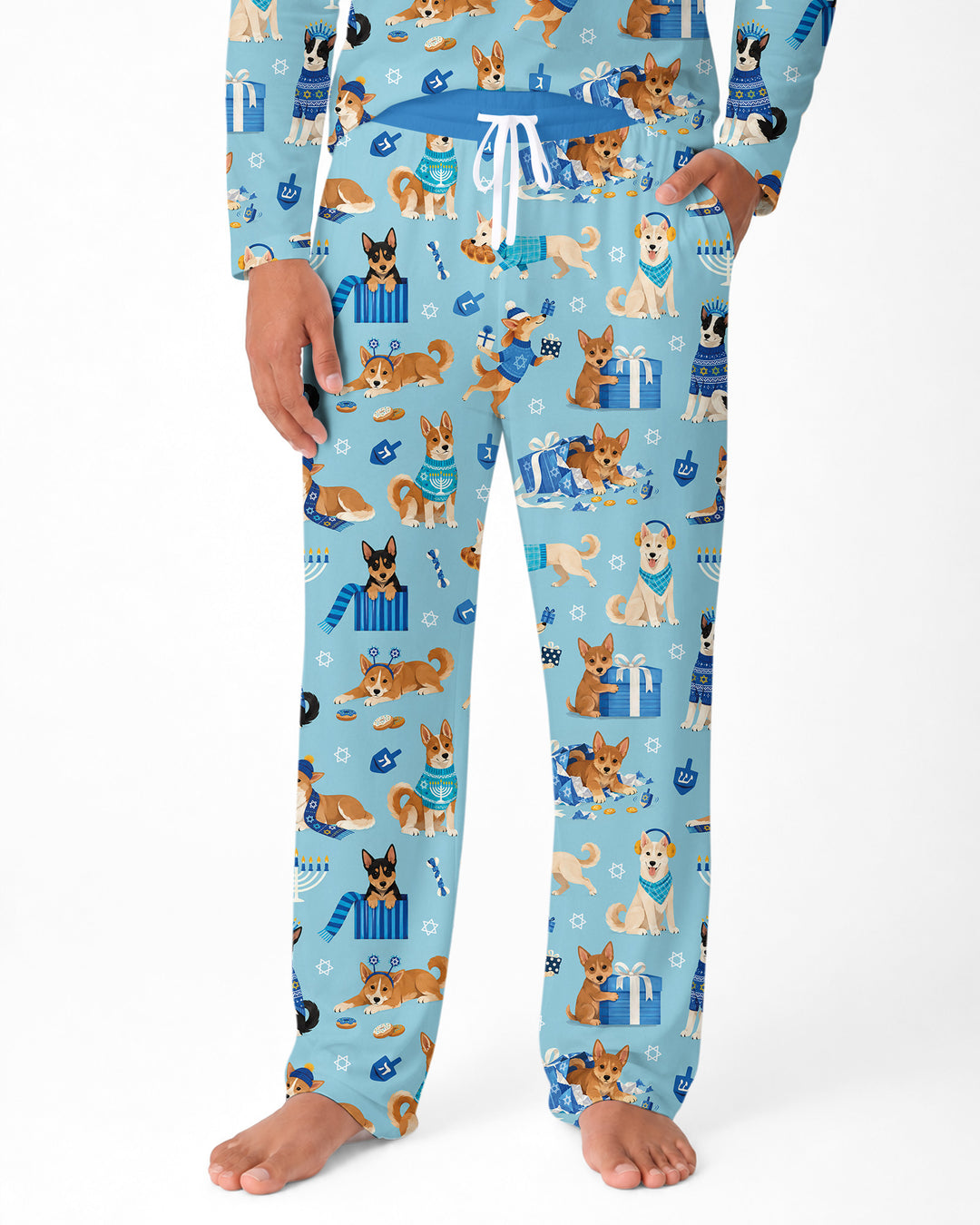 Hannukkah Protected by A Canaan Dog Bamboo Men's Pajama Set