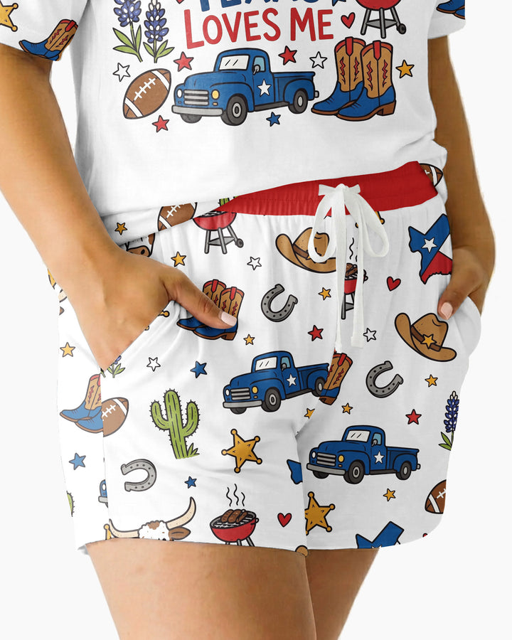 Someone in Texas Loves Me Bamboo Women Short Sleeve Short Pajama Set