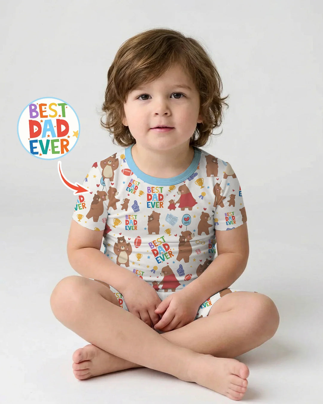 Best Daddy Bear Ever Family Matching Bamboo Two Piece Short Sleeve Shorts Pajama Set
