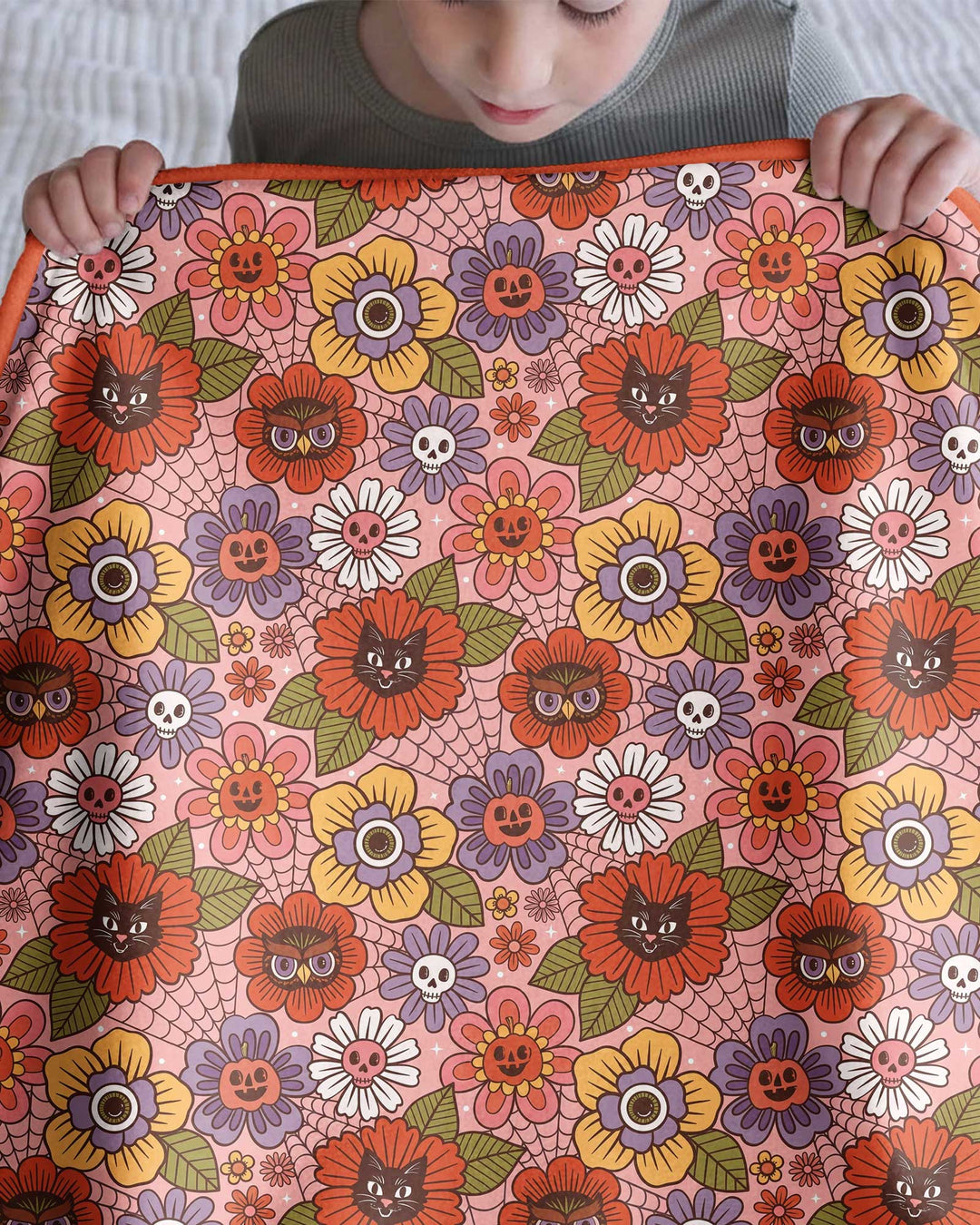 70s Halloween Floral Bamboo Blanket