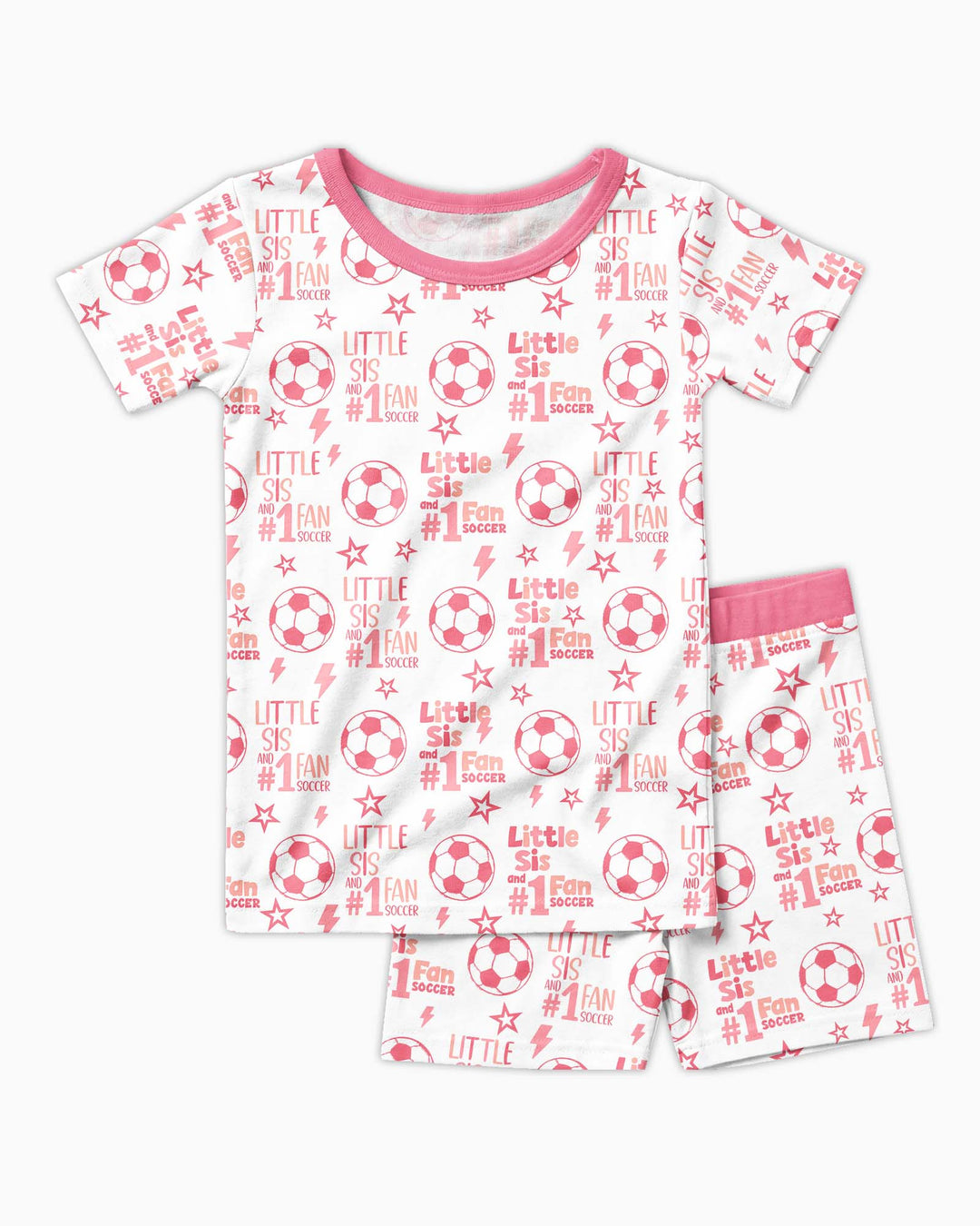 Little Sister and Bro #1 Fan Soccer Bamboo Two Piece Short Sleeve Shorts Pajama Set
