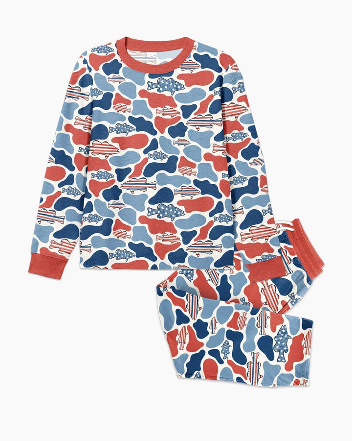 Pijama de bambú a juego Reel America papá e hijo para hombre