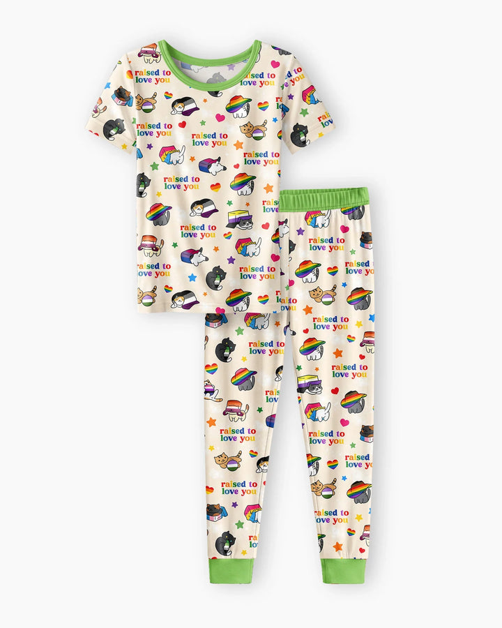Rainbow Paws Family Matching Bamboo Two Piece Short Sleeve Pajama Set