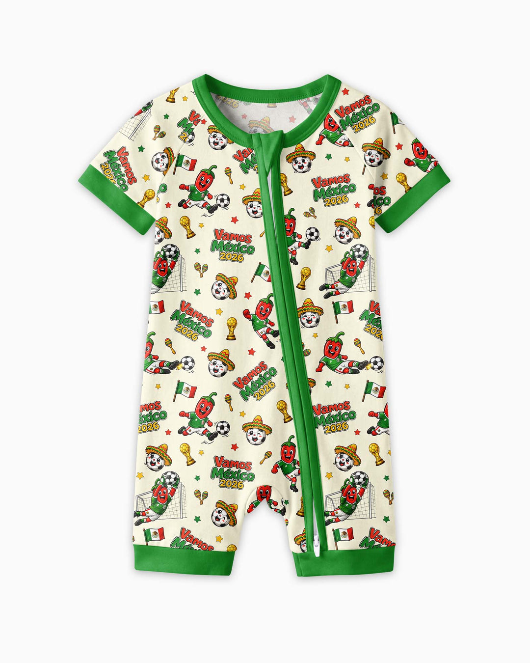 Cartoon World Soccer Vamos Mexico Family Matching Bamboo Shorty Zippy