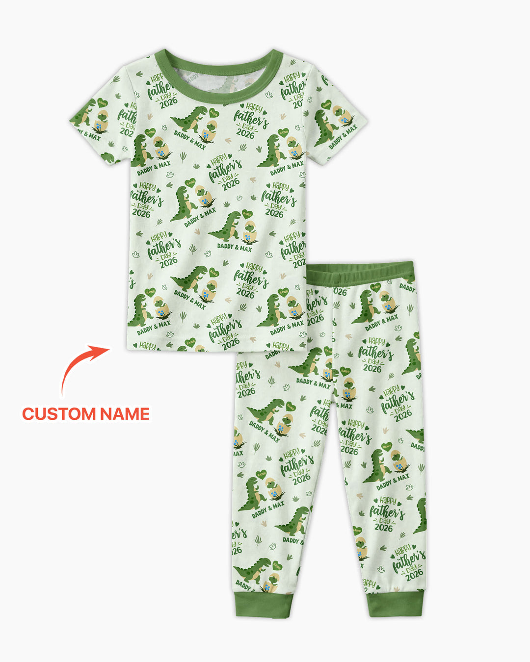 Custom Name Fathers Day 2026 Bamboo Two Piece Short Sleeve Pajama Set