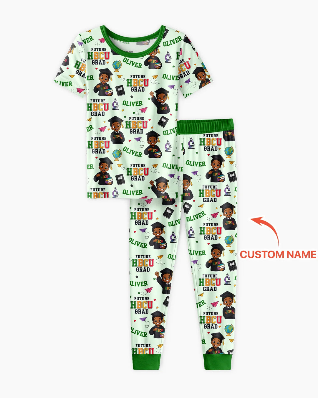 Custom Name Future HBCU Grad Bamboo Two Piece Short Sleeve Pajama Set
